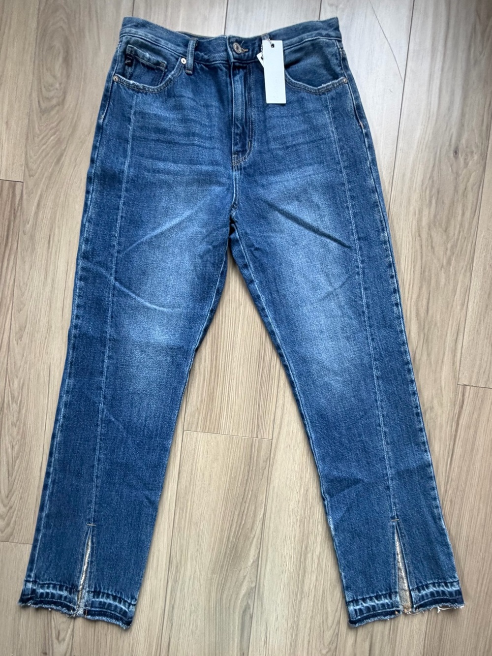 NWT Kancan Jeans Vintage 90's Vintage Sz 7 / 27 Kick Pleat Split Front High Rise